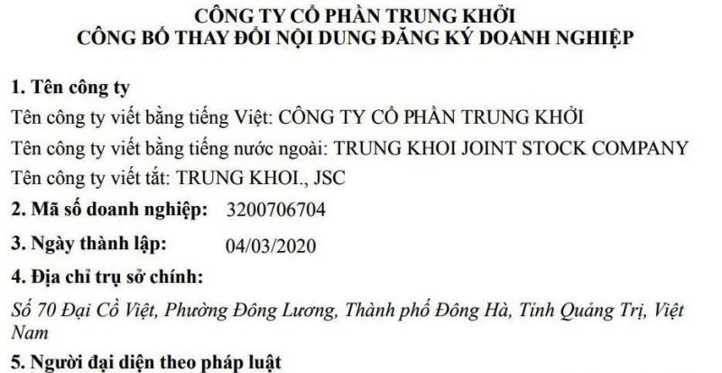 Great Master Pte.Ltd muốn mua lại 20% cổ phần của C&ocirc;ng ty Trung Khởi.