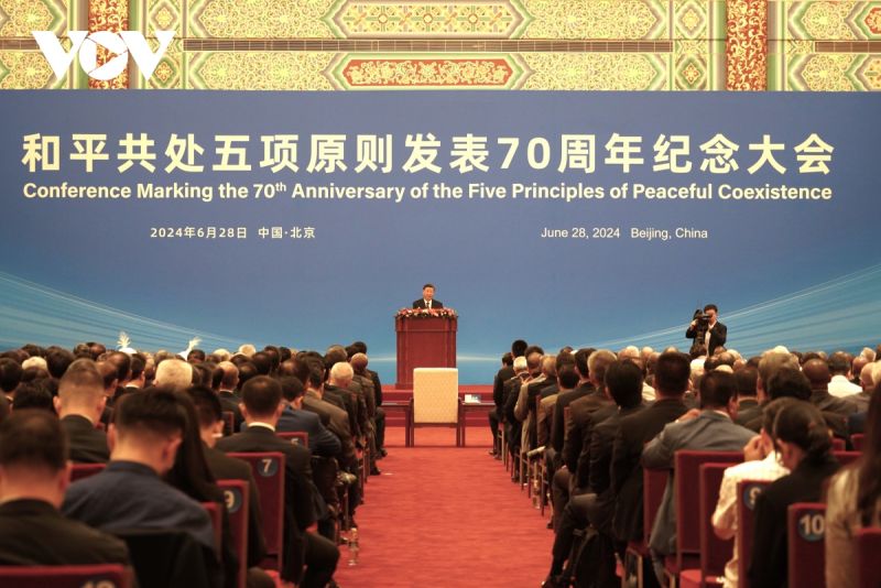 Chủ tịch Trung Quốc Tập Cận Bình phát biểu tại lễ kỷ niệm. (Ảnh: Bích Thuận)