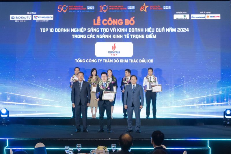 Tổng công ty Thăm dò Khai thác Dầu khí (PVEP) được vinh danh Top 10 Doanh nghiệp Sáng tạo và Kinh doanh hiệu quả năm 2024 trong các ngành kinh tế trọng điểm.
