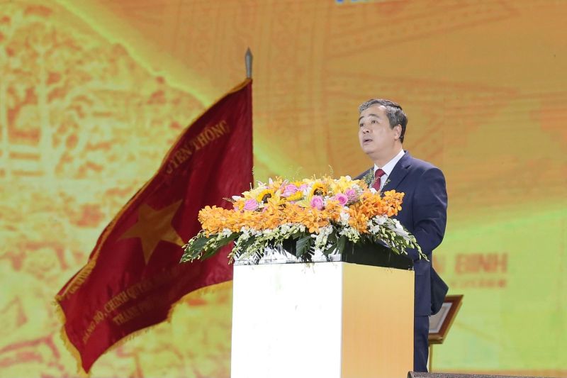 Đồng chí Ngô Đông Hải, Ủy viên Ban Chấp hành Trung ương Đảng, Bí thư Tỉnh ủy phát biểu tại lễ kỷ niệm.