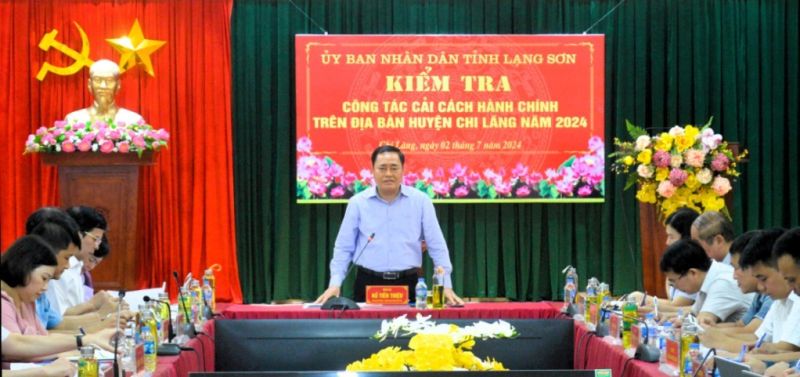 Chủ tịch UBND tỉnh Lạng Sơn Hồ Tiến Thiệu phát biểu chỉ đạo tại buổi kiểm tra