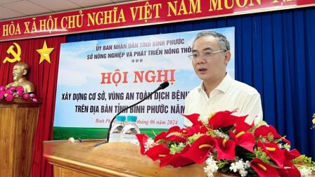 Giám đốc Sở NN&PTNT tỉnh Bình Phước Phạm Thụy Luân phát biểu tại hội nghị (Ảnh: Sở NN&PTNT Bình Phước)