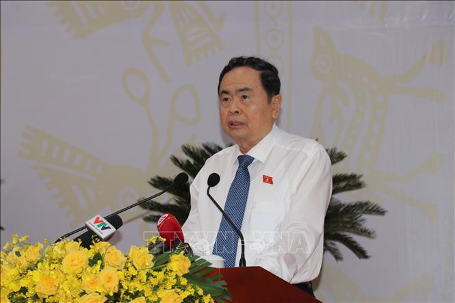 Chủ tịch Quốc hội Trần Thanh Mẫn phát biểu chỉ đạo tại Kỳ họp thứ 15, HĐND tỉnh Bình Phước khoá X - Ảnh: TTXVN