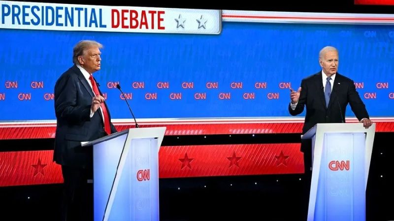 Hai ứng cử viên Tổng thống Mỹ trong cuộc tranh luận ngày 27/6. (Nguồn: AFP)
