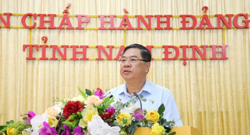 Bí thư Tỉnh ủy, Phạm Gia Túc, Trưởng ban chỉ đạo phòng chống tham nhũng, tiêu cực tỉnh Nam Định chủ trì hội nghị.