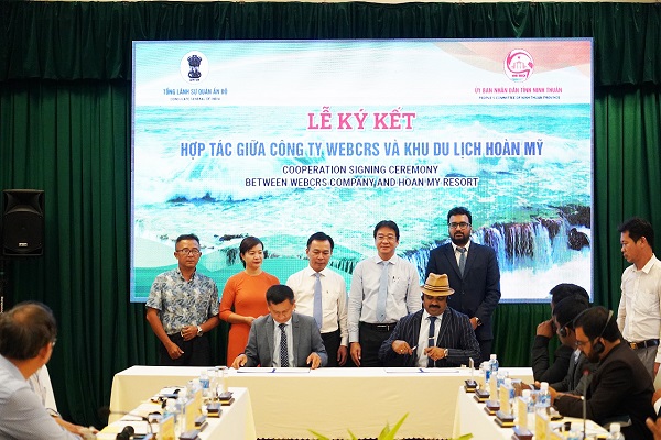 Ký kết hợp tác giữa Công ty Webcrs và Khu du lịch Hoàn Mỹ tại Hội nghị kết nối du lịch với bang Kerala- Ấn Độ ngày 01/6/2024