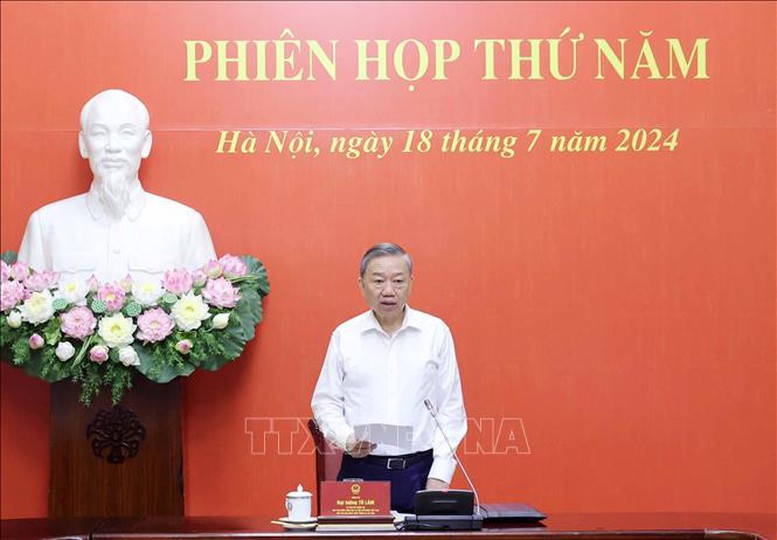 Chủ tịch nước Tô Lâm chủ trì phiên họp thứ 5 Hội đồng Quốc phòng và An ninh - Ảnh: TTXVN