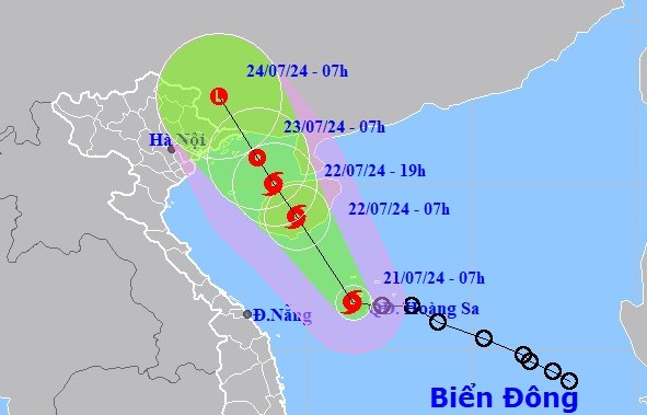 Dự báo vị trí và đường đi của bão số 2