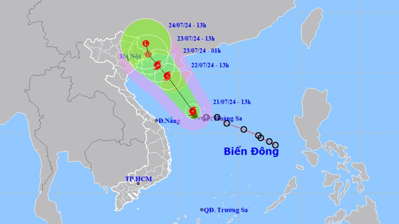 Dự báo đường đi của bão số 2. (Nguồn: NCHMF)