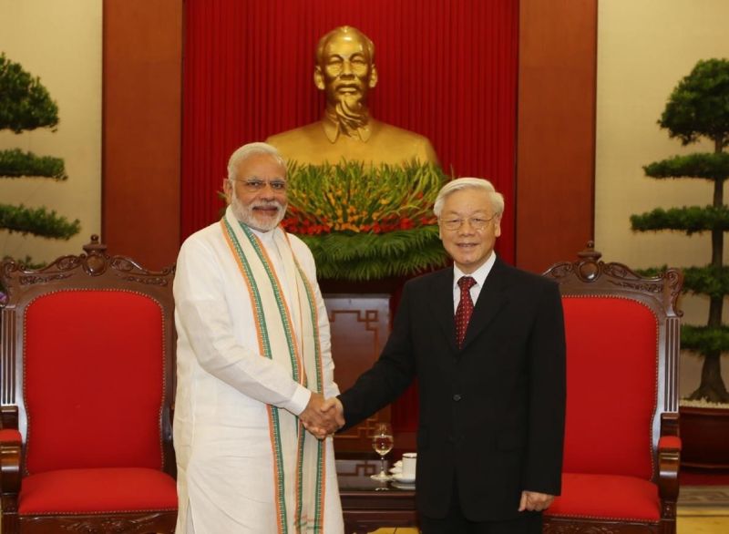 Tổng Bí thư Nguyễn Phú Trọng tiếp Thủ tướng Cộng hòa Ấn Độ Narendra Modi thăm chính thức Việt Nam (9/2016). Ảnh: TTXVN