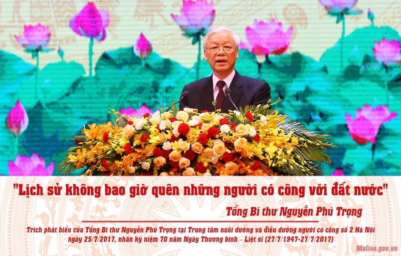 Tổng Bí thư Nguyễn Phú Trọng luôn dành sự quan tâm đặc biệt đến công tác người có công với cách mạng. Ảnh: MOLISA.