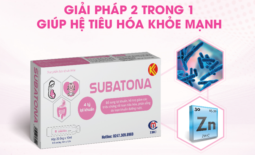 Men vi sinh Subatona chứa 4 tỷ lợi khuẩn và kẽm