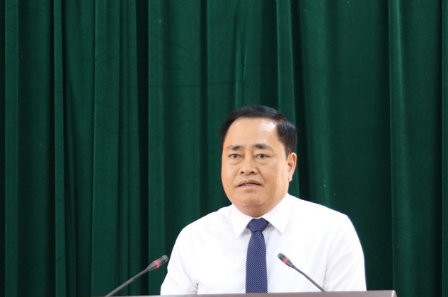 Chủ tịch UBND tỉnh Lạng Sơn Hồ Tiến Thiệu phát biểu giao nhiệm vụ cho Giám đốc Sở Nông nghiệp và Phát triển nông thông tỉnh Lạng Sơn vừa được bổ nhiệm