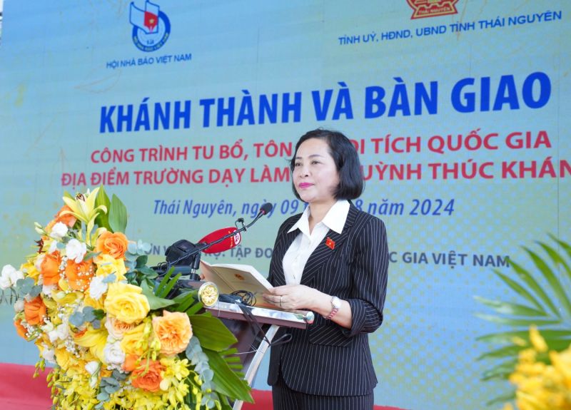 Phó Chủ tịch Quốc hội Nguyễn Thị Thanh phát biểu chỉ đạo tại Lễ khánh thành