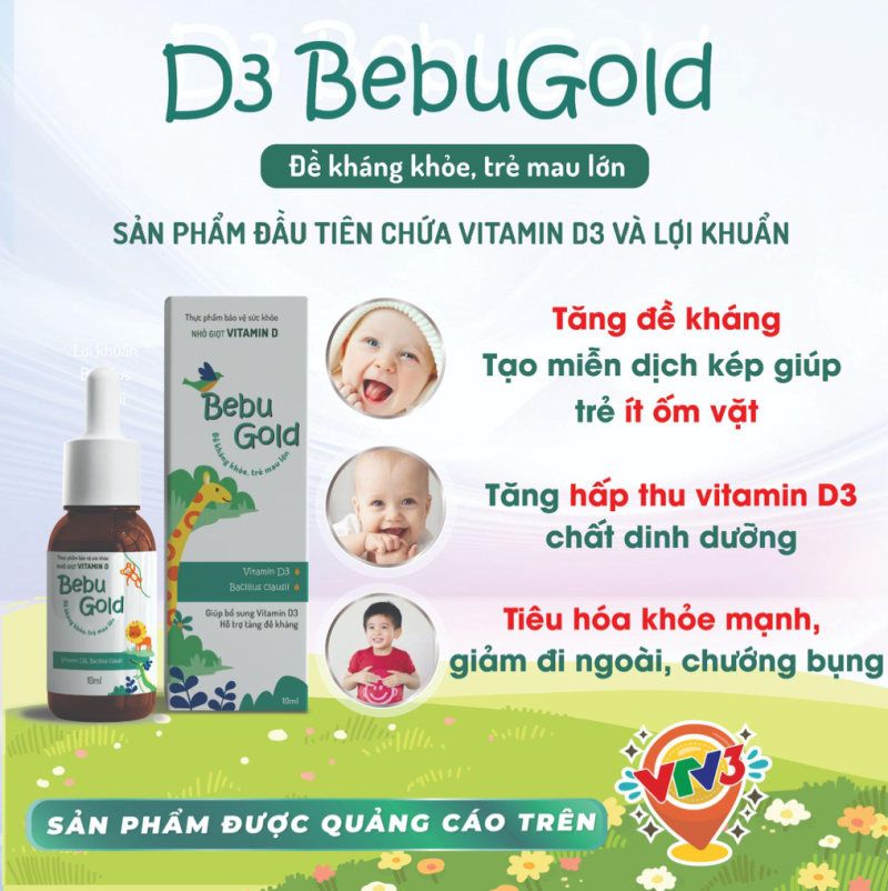 Nhỏ giọt D3 Bebugold - Đề kháng khỏe, trẻ mau lớn