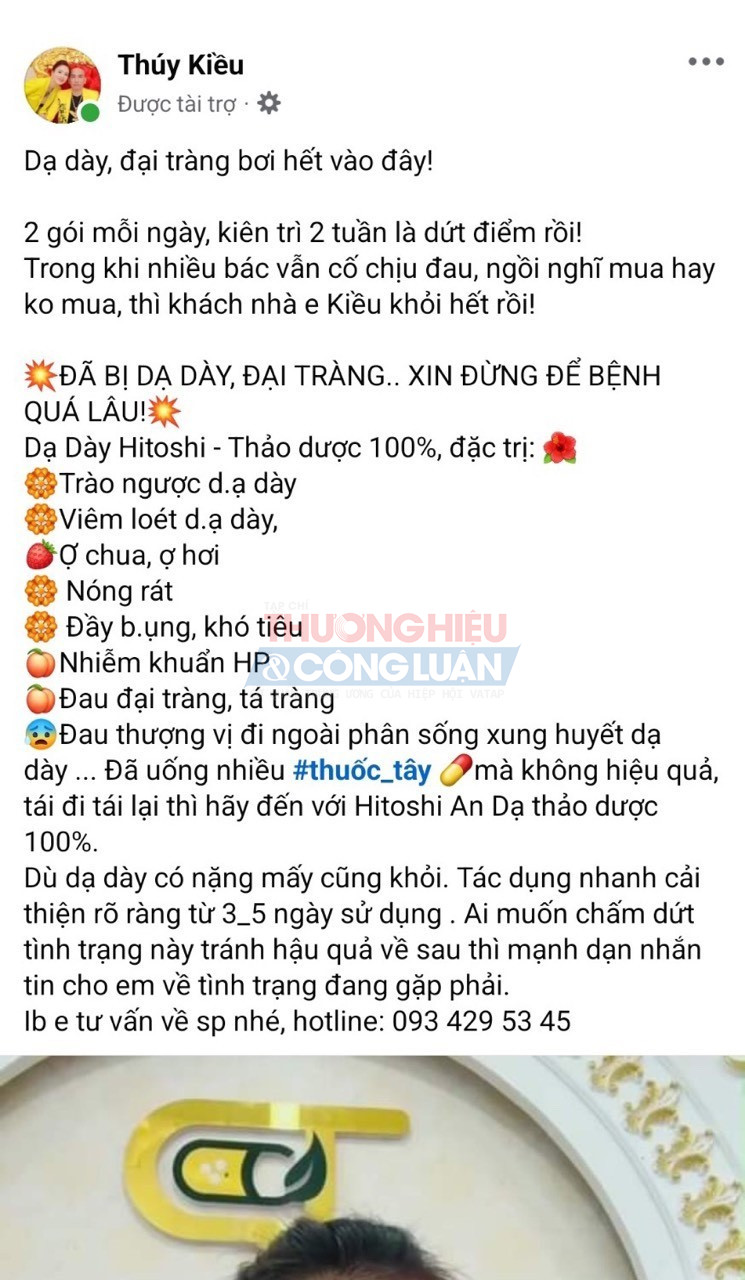 Quảng cáo về TPBVSK Hitoshi của Thiên Phú Group