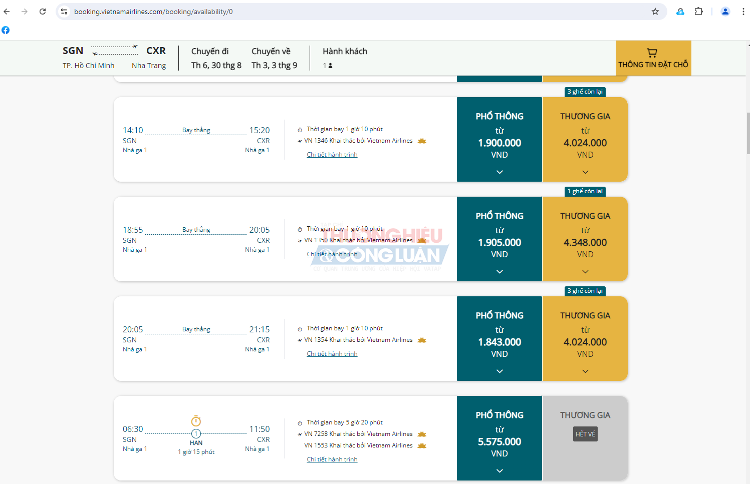 Giá vé từ TP. HCM - Nha Trang dịp Lễ 2/9