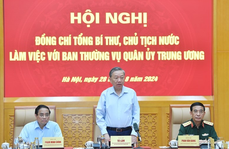 Tổng Bí thư, Chủ tịch nước Tô Lâm làm việc với Ban Thường vụ Quân ủy Trung ương