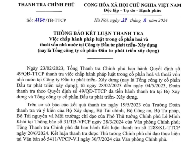 Kết luận Thanh tra Chính phủ