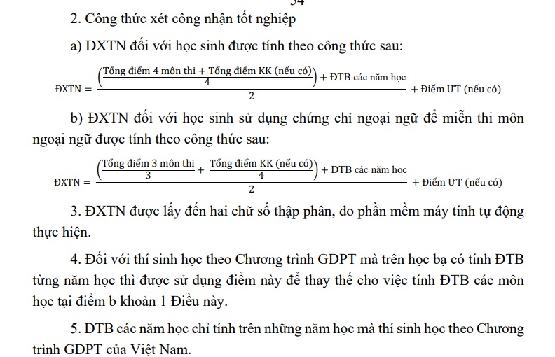 Công thức tính điểm xét tốt nghiệp THPT từ năm 2025 được Bộ GD&ĐT dự kiến.