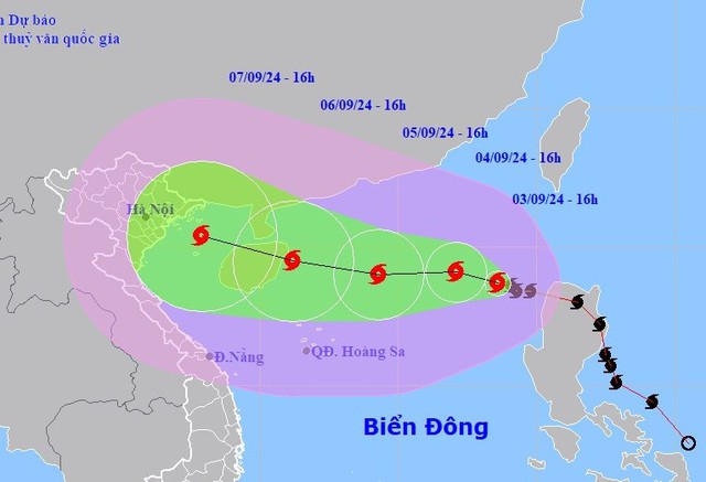 Dự báo vị trí và đường đi của Bão số 3 (YAGI)