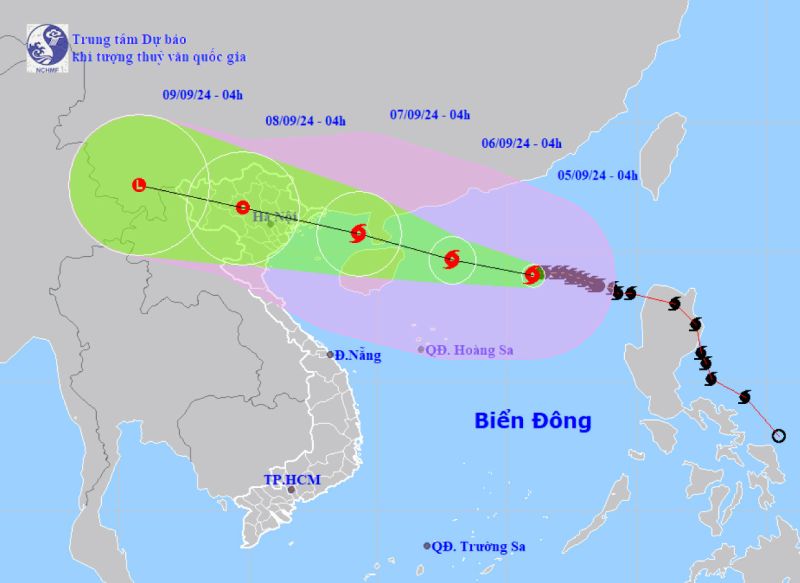 Dự báo đường đi của bão số 3