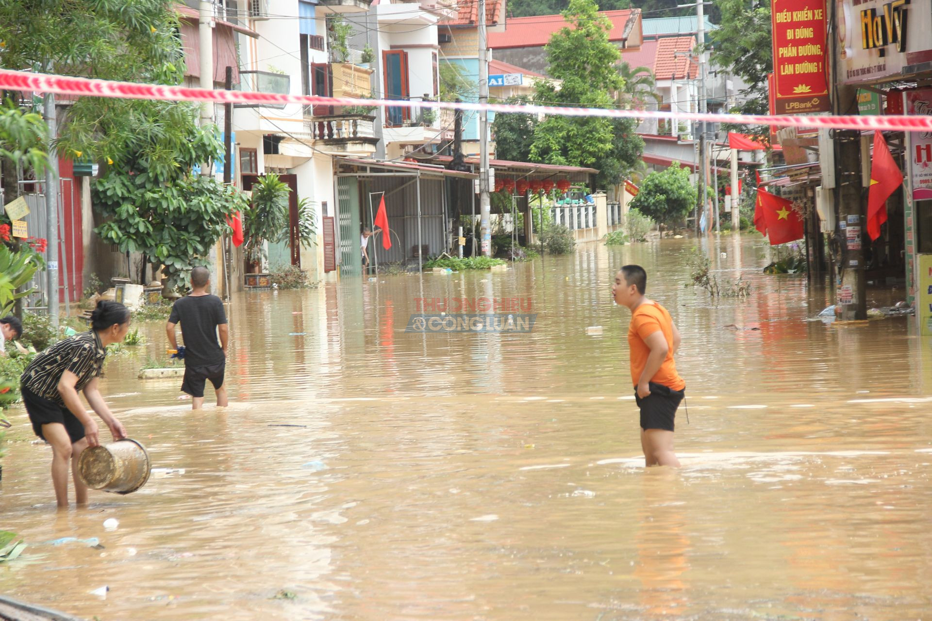 Khu Thống nhất 2, thị trấn Đồng Mỏ, huyện Chi Lăng, tỉnh Lạng Sơn cũng bị ngập úng cục bộ sau trận mưa đêm 7/9/2024