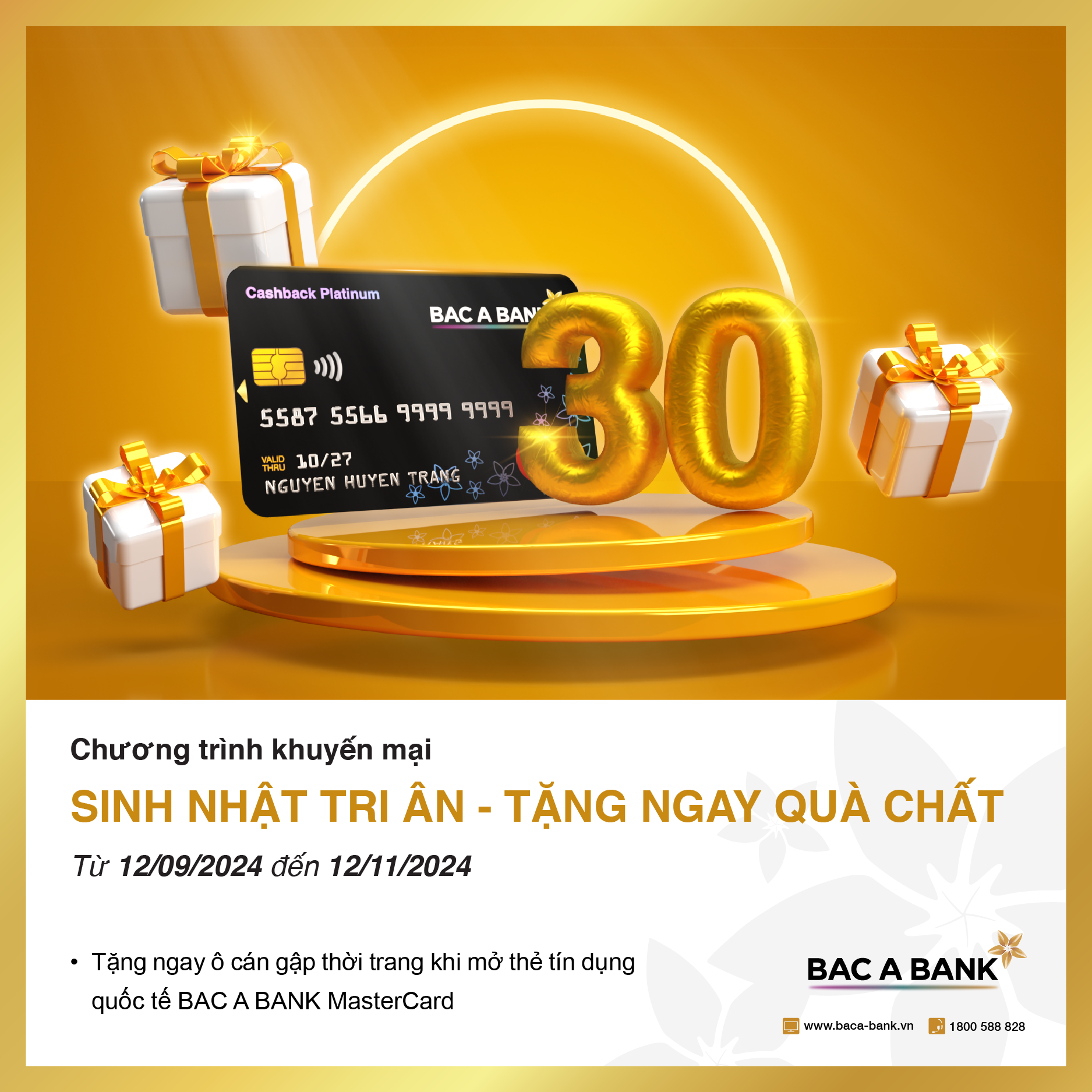 Ngàn quà tặng “chất” tri ân chủ thẻ tín dụng Bac A Bank