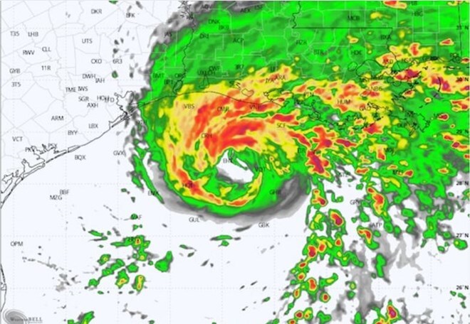 Mô hình dự báo bão số 6 Francine khi đổ bộ. Ảnh: Weatherbell