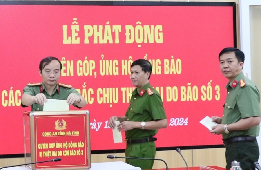 Công an Hà Tĩnh phát động quyên góp, ủng hộ đồng bào bị thiệt hại do bão số 3