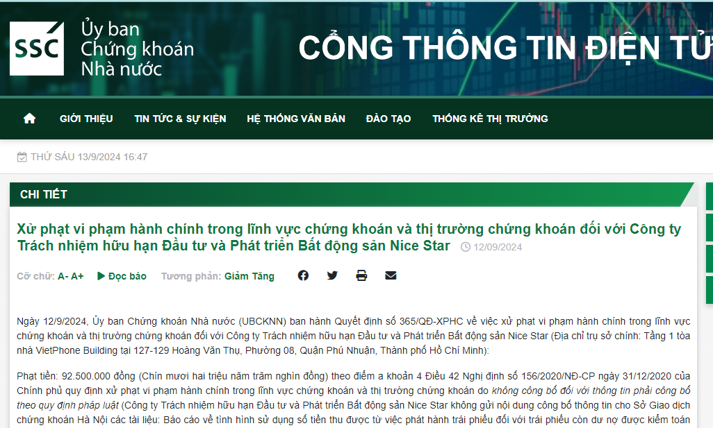 Thông tin từ Ủy ban Chứng khoán Nhà nước