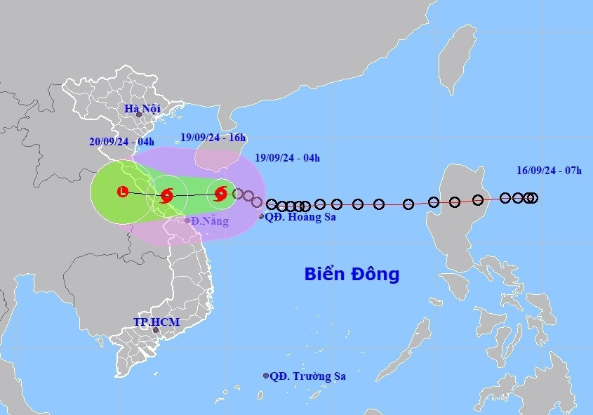 Hướng di chuyển của bão số 4. Ảnh: Trung tâm Dự báo khí tượng thủy văn quốc gia