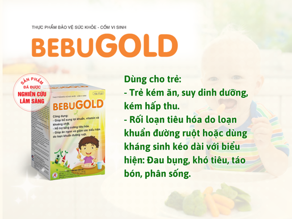 Cốm vi sinh Bebugold giúp cải thiện tình trạng táo bón hiệu quả