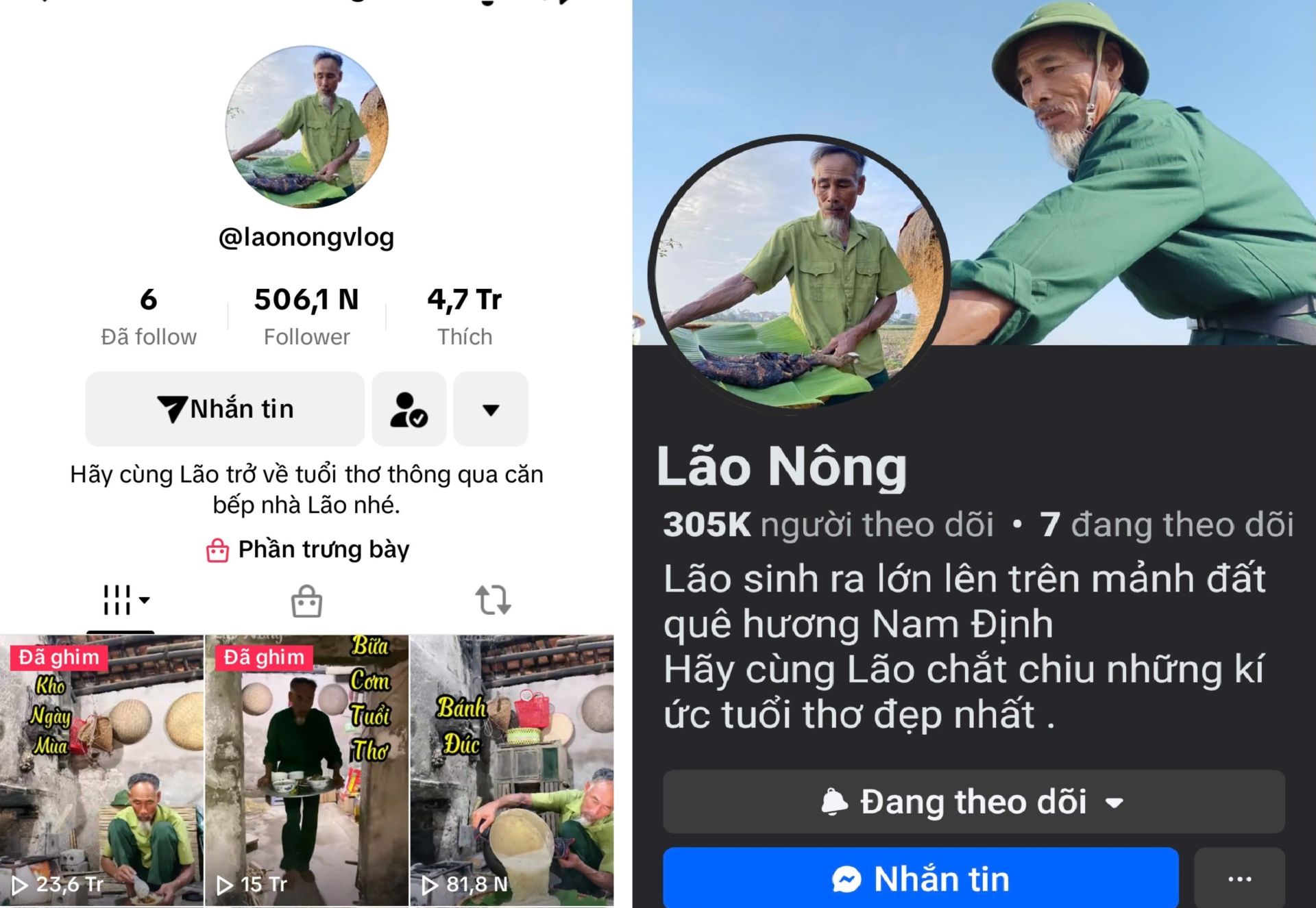 Kênh Lão Nông vlog đã thu hút được nhiều người theo dõi