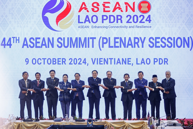 Chủ đề hợp tác năm 2024 "ASEAN: Thúc đẩy kết nối và tự cường" - Ảnh: VGP/Nhật Bắc