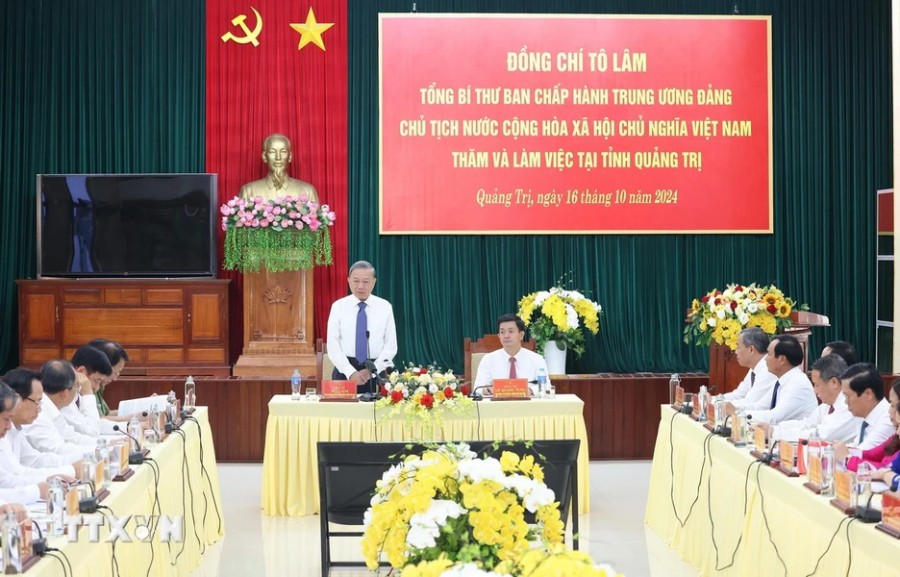 Tổng Bí thư, Chủ tịch nước Tô Lâm làm việc với Ban Thường vụ Tỉnh ủy Quảng Trị