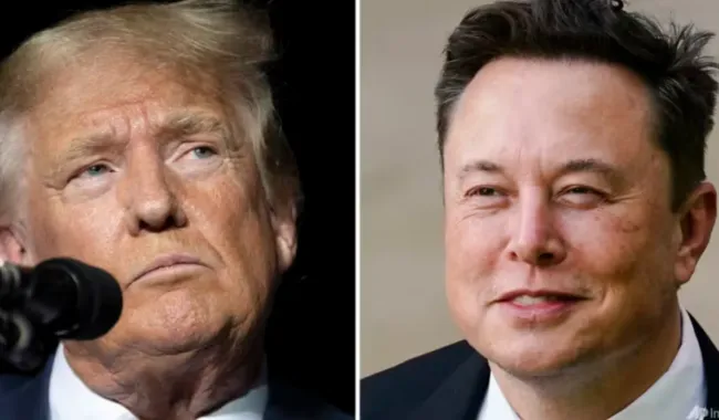 Ứng cử viên đảng Cộng hòa Donald Trump (bên trái) và tỷ phú Elon Musk (Ảnh: AP)