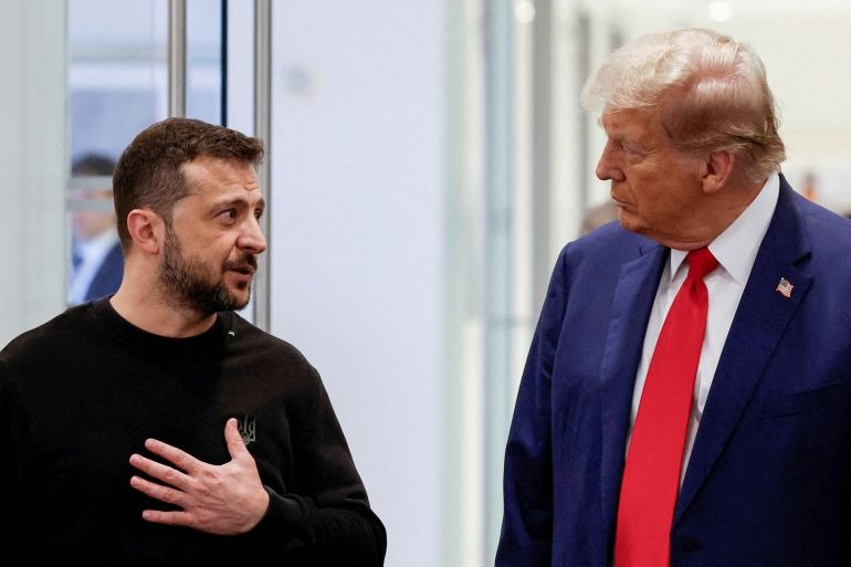 Tổng thống Ukraine Volodymyr Zelensky (trái) và cựu Tổng thống Mỹ Donald Trump. Ảnh Reuters.