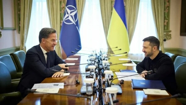 Tổng thư ký NATO Mark Rutte (trái) và Tổng thống Ukraine Volodymyr Zelensky trong cuộc họp tại Kiev ngày 3/10. (Nguồn: Telegram Volodymyr Zelensky)