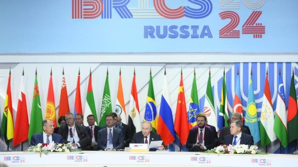 Tổng thống Nga Vladimir Putin phát biểu trong cuộc họp mở rộng của các nhà lãnh đạo BRICS tại Kazan, Nga, ngày 23/10/2024.