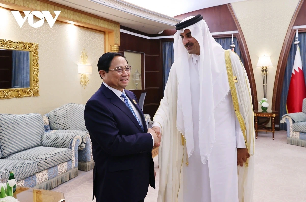 Thủ tướng Chính phủ Phạm Minh Chính và Thủ tướng Qatar Sheikh Mohammed bin Abdulrahman bin Jassim Al Thani