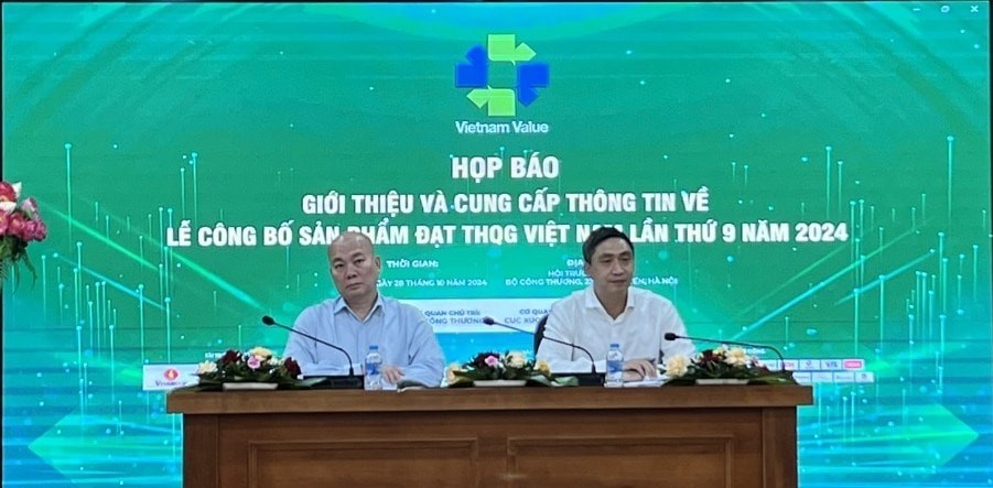 Buổi họp báo giới thiệu Lễ công bố sản phẩm đạt thương hiệu quốc gia lần thứ 9, năm 2024. Ảnh: L.G