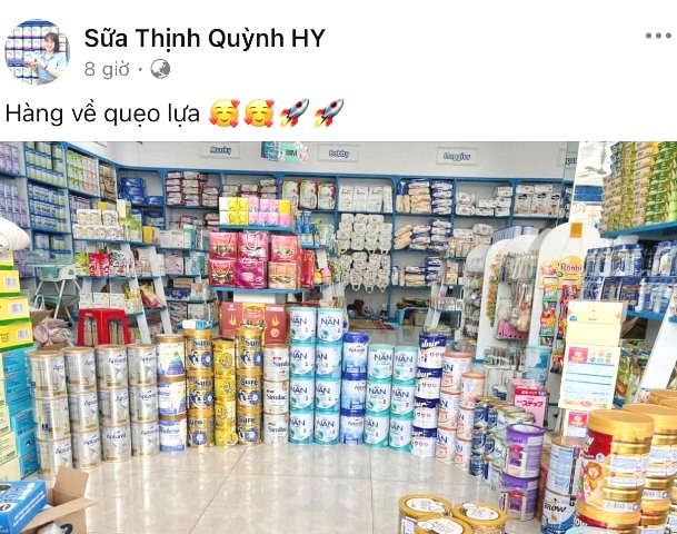 Thông tin quảng bá về các loại sữa được rao trên trang mạng xã hội do Lý Hạnh Nhân quản trị nhằm lừa đảo người mua