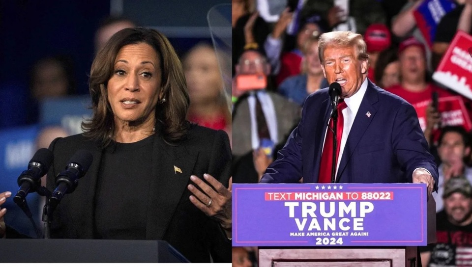 Phó Tổng thống Mỹ Kamala Harris (trái) và cựu Tổng thống Mỹ Donald Trump. Ảnh: USA TODAY