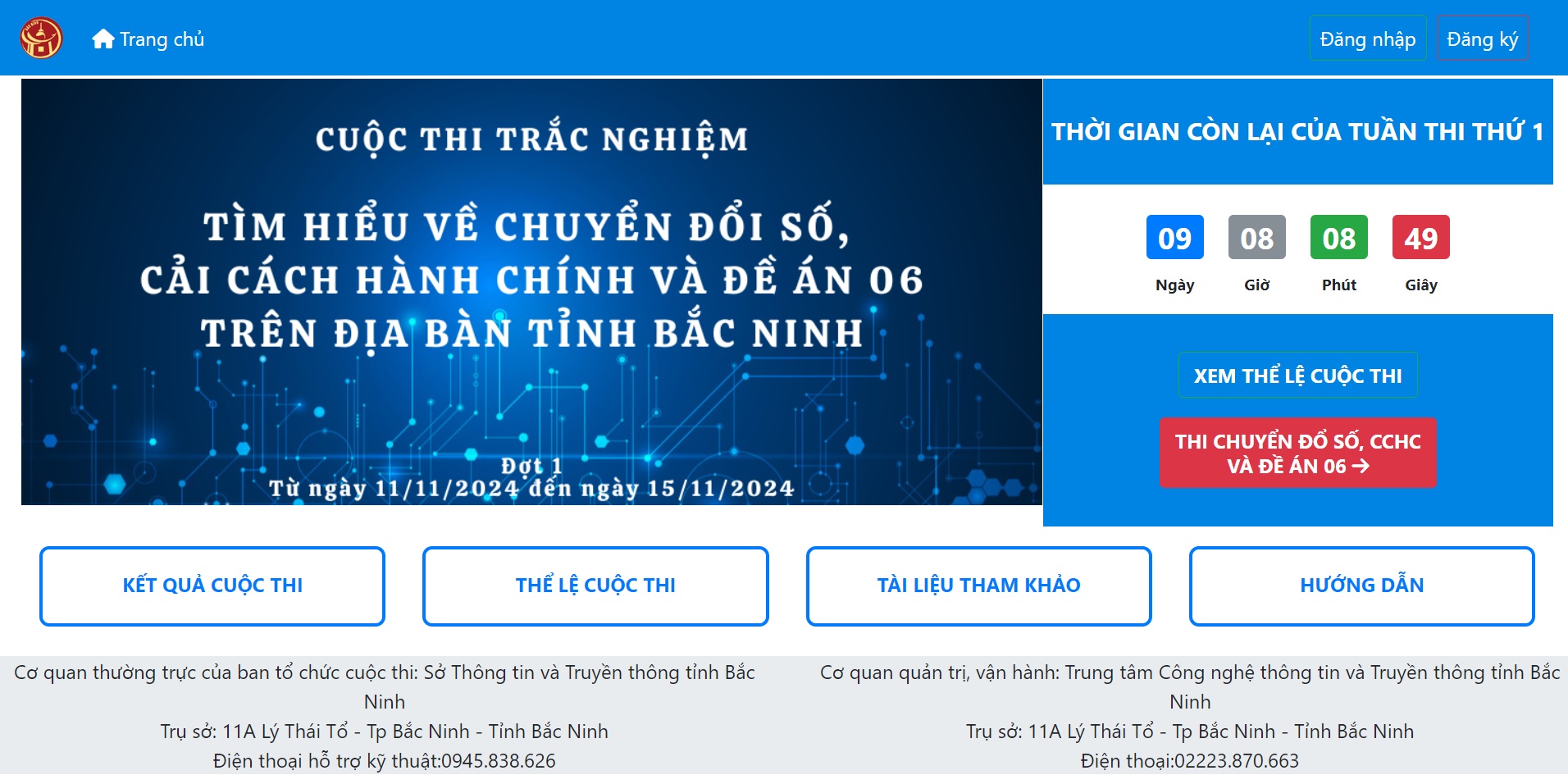 Thí sinh truy cập vào địa chỉ https://1010.bacninh.gov.vn để tiến hành dự thi.