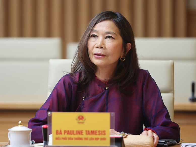 Bà Pauline Tamesis, Điều phối viên Thường trú LHQ tại Việt Nam đánh giá cao vai trò, cam kết mạnh mẽ và những đóng góp tích cực của Việt Nam tại các cơ chế LHQ - Ảnh: VGP/Nhật Bắc