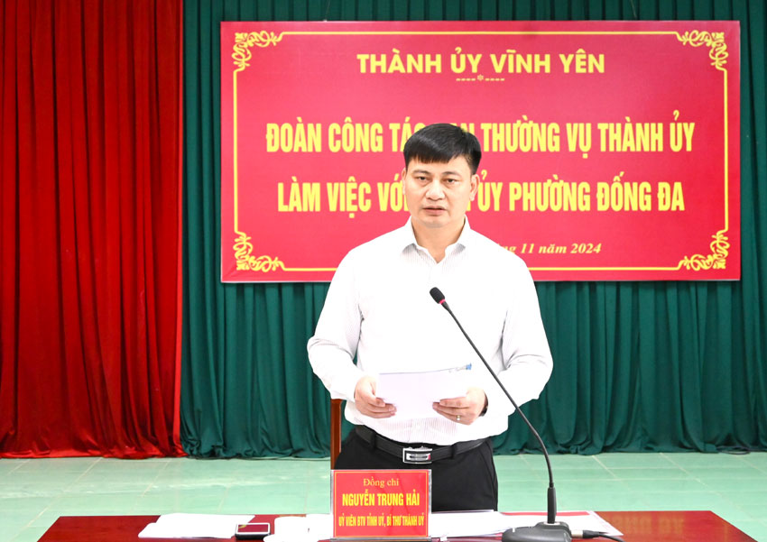 Đ.c Bí thư Thành ủy Nguyễn Trung Hải chủ trì buổi làm việc tại phường Đống Đa