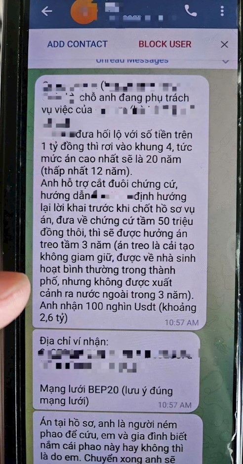 Nội dung các đối tượng lừa đảo gửi đến người thân các bị can để lừa 