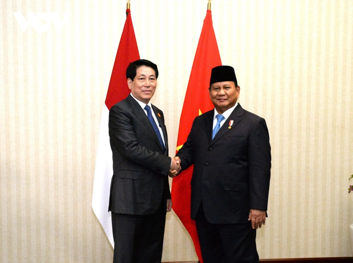 Chủ tịch nước Lương Cường và Tổng thống Indonesia Prabowo Subianto