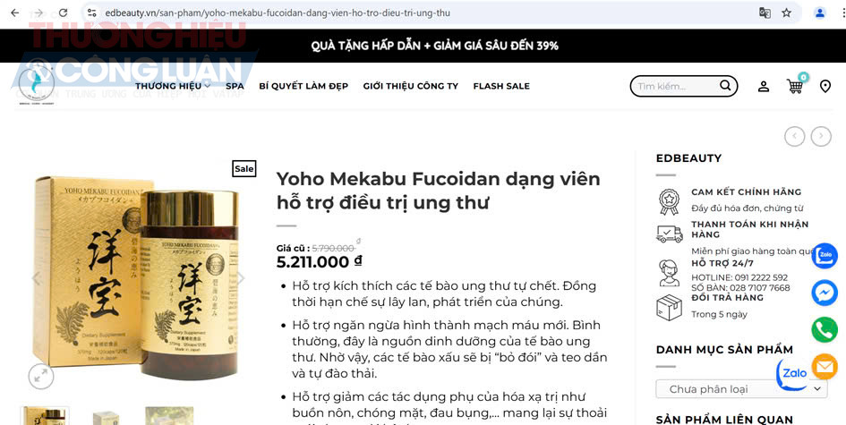 Sản phẩm Viên uống Yoho Mekabu Fucoidan Nhật Bản lọ 120 viên đang cháo bán với giá 5.211.000 đồng tại ED Beauty Medical – Clinic – Spa